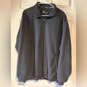 JoS. A. Bank Mens Large Grey Fleece Leadbetter Golf Jacket Full Zip Windbreaker
